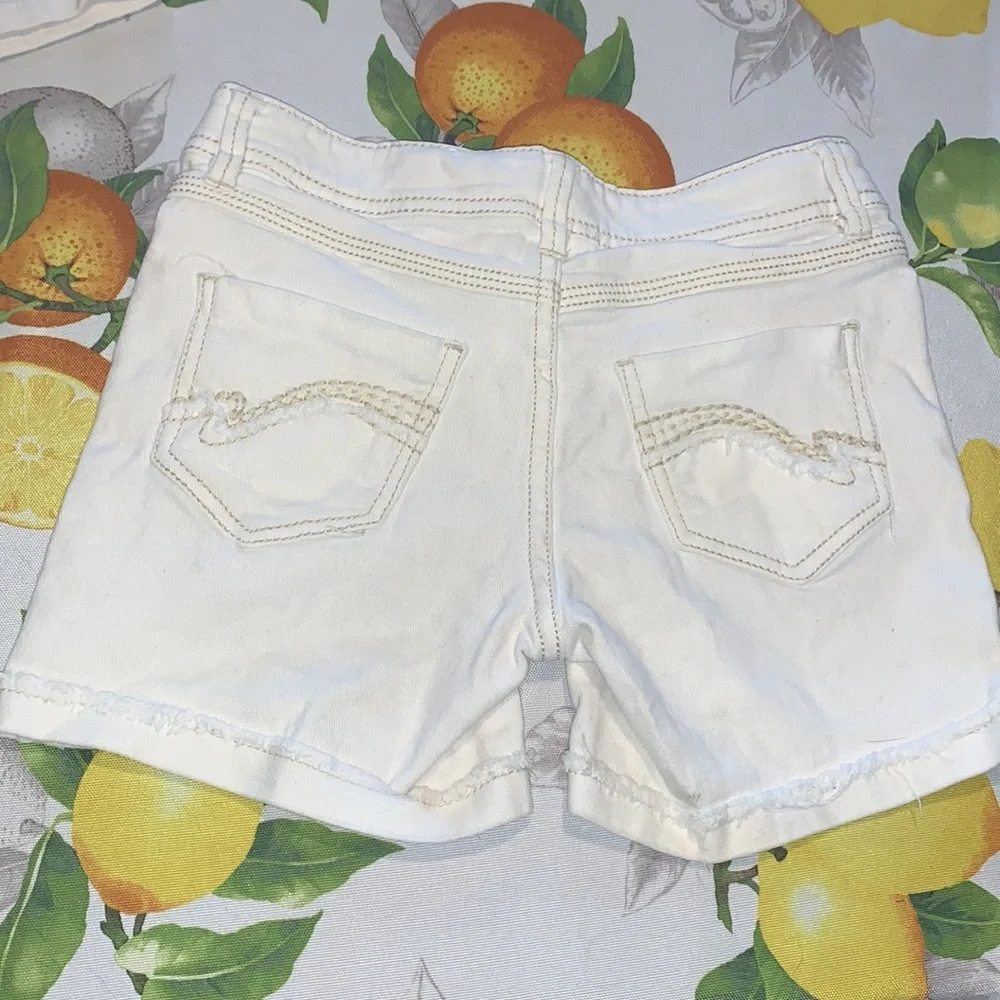Mudd & Old Navy 2 white adjustable mid length shorts sz Girls 10 EUC